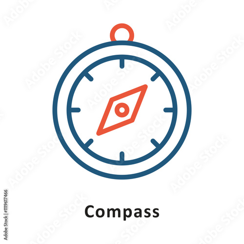 Compas Vector Two Colors Outline Icon. Eps 10 File 