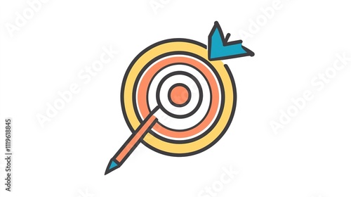 Bullseye hit by arrow, concept of accuracy and goal achievement. photo