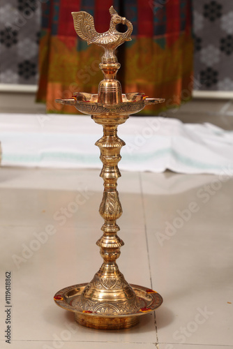 south indian lamp also called kuthu vilaku or kamatchi amman vilaku 