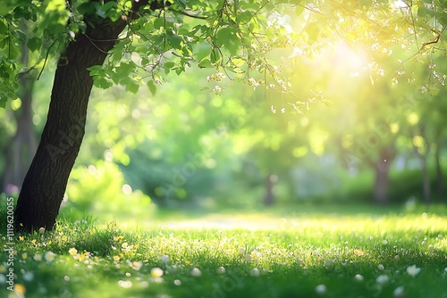 Colorful Easter Eggs in a Green Meadow Under the Sun photo