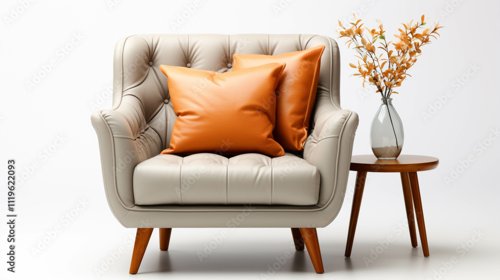Fototapeta premium Comfortable elegant sofa armchair isolated on white