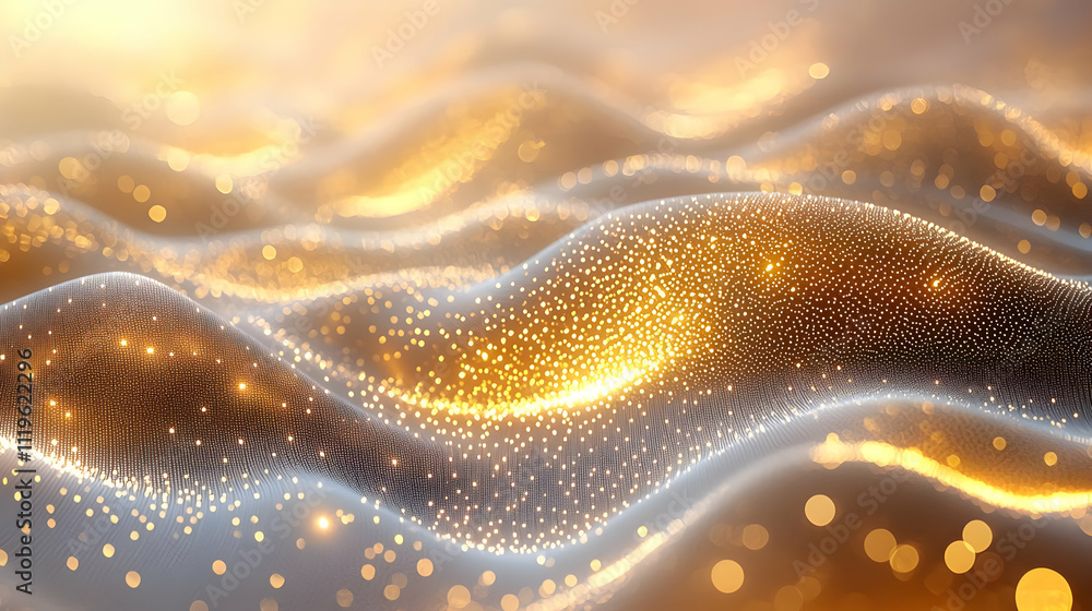 Golden Glittering Waves Abstract Art Background Golden Glittering Waves Abstract Art Background