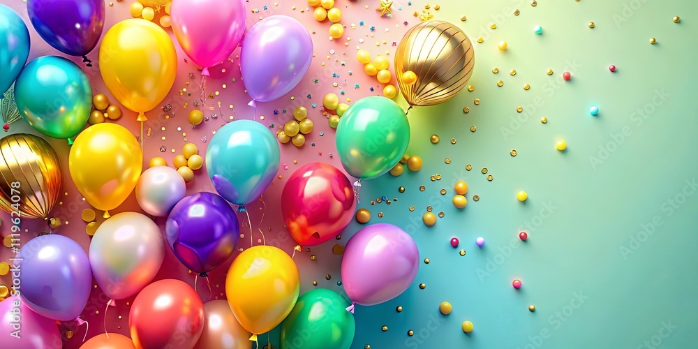A vibrant array of colorful balloons and confetti, perfect for a festive celebration or joyful event A vibrant array of colorful balloons and confetti, perfect for a festive celebration or joyful event