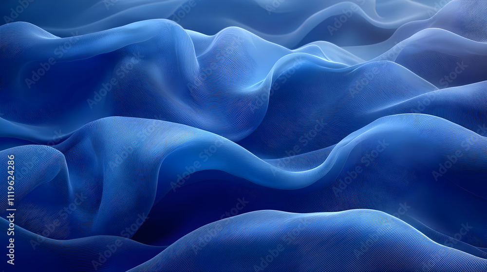 Abstract Blue Waves: Digital Art, 3D Render Abstract Blue Waves: Digital Art, 3D Render