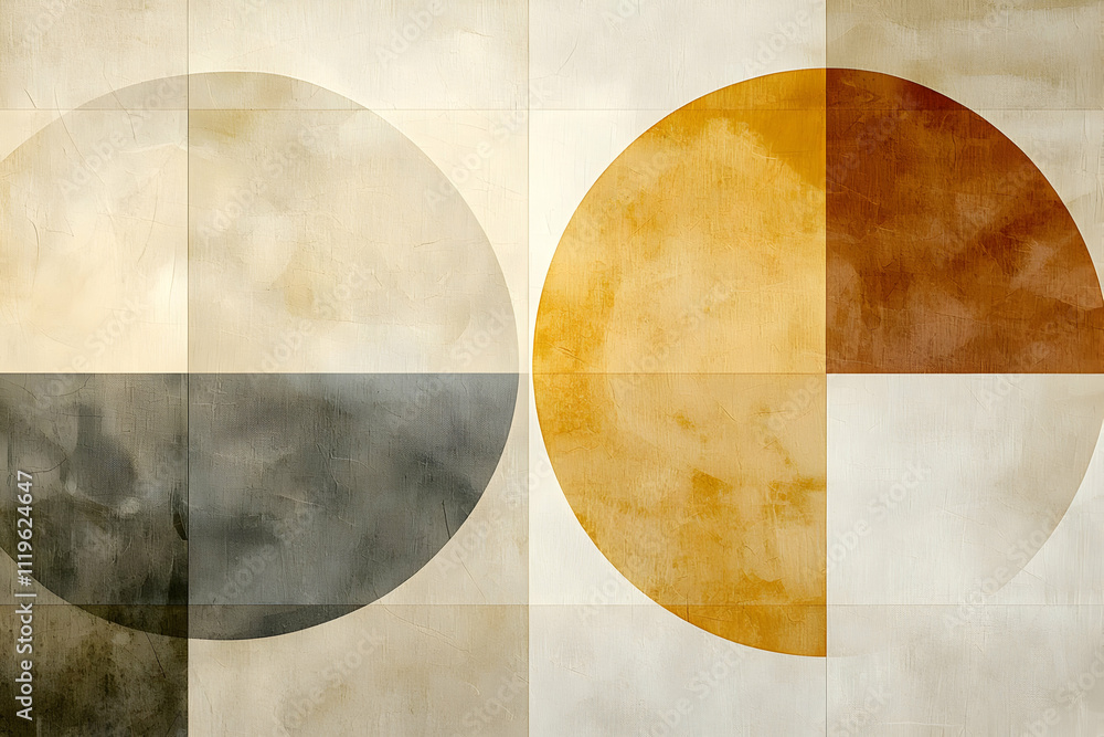 Abstract Circles: Beige, Gray, Gold Art Abstract Circles: Beige, Gray, Gold Art