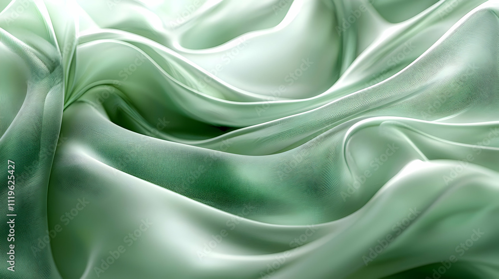 Elegant Green Silk Fabric Drapes Softly Elegant Green Silk Fabric Drapes Softly