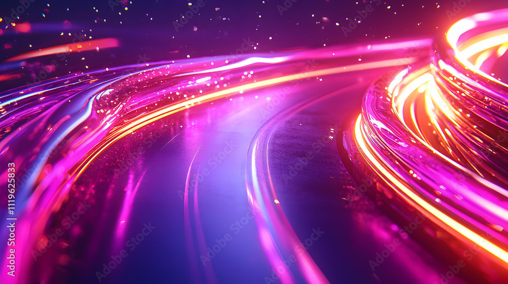 Abstract Neon Lights Flow Dynamically in Vivid Purple and Orange Abstract Neon Lights Flow Dynamically in Vivid Purple and Orange