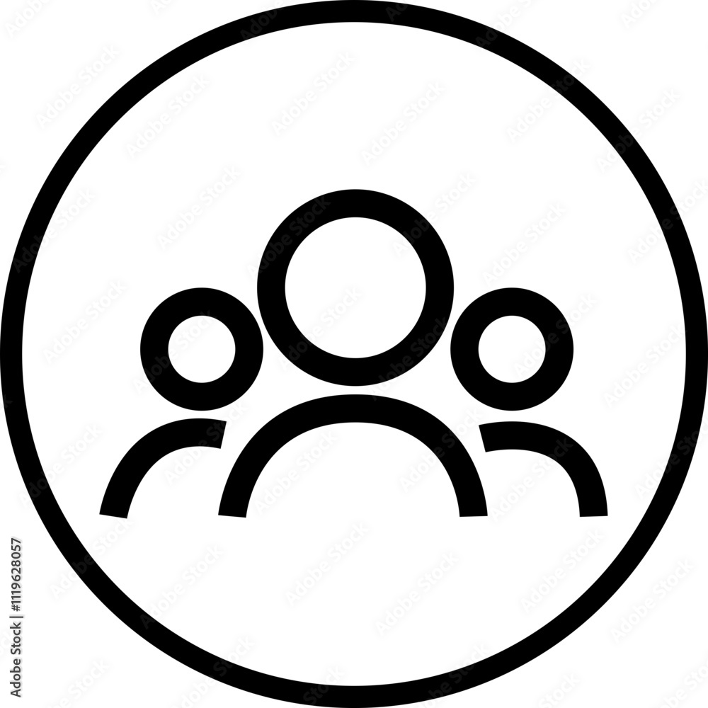 Naklejka premium People line icon. Team user icon. Community icon User profile symbol. Group of people or group of users collection isolated on transparent background. Persons symbol stock vector black.