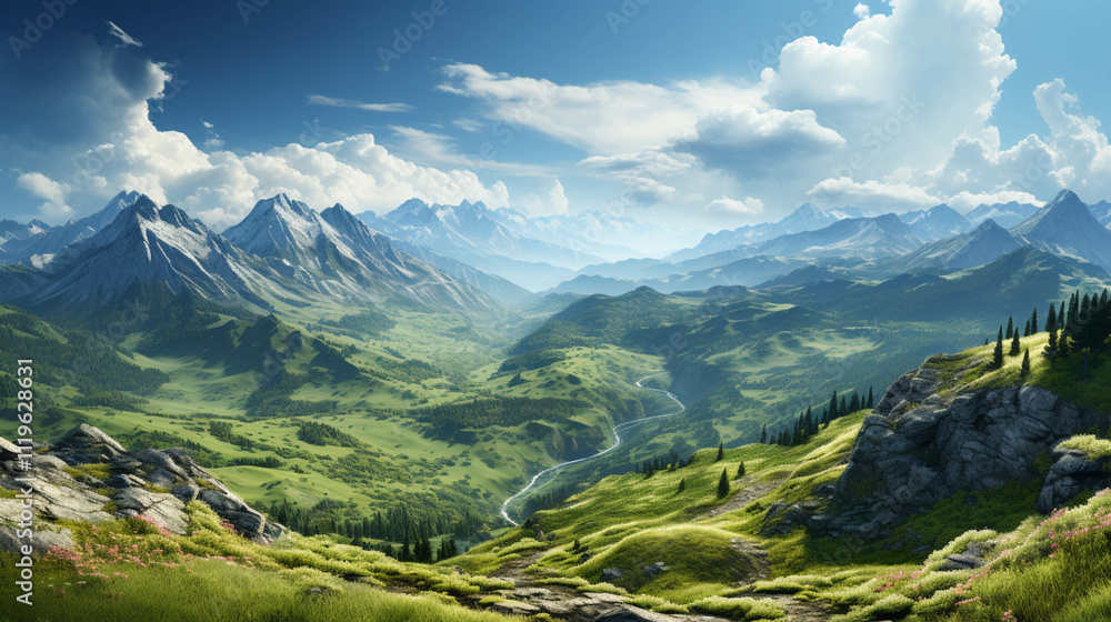 Obraz premium Clouds mountain landscape background