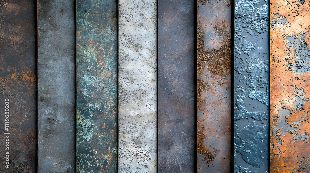 Rustic Metal Textures: Diverse Patina, Weathered Steel, Aged Iron, Industrial Backgrounds Rustic Metal Textures: Diverse Patina, Weathered Steel, Aged Iron, Industrial Backgrounds