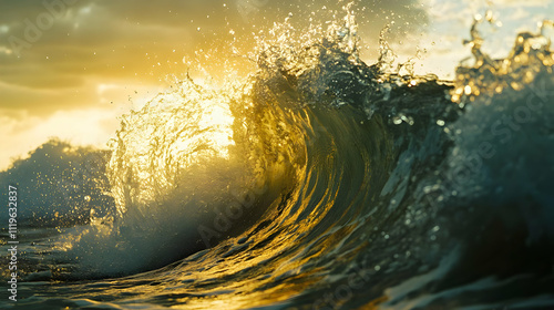 Wallpaper Mural Golden Hour Ocean Wave Photo Torontodigital.ca