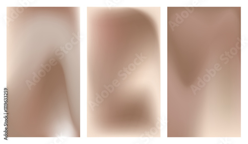 Mocha Mousse. Set of elegance soft brown gradient background on trendy color 2025. Vertical banner for social media, presentation, branding, websites, cover, branding. Vector digital illustration