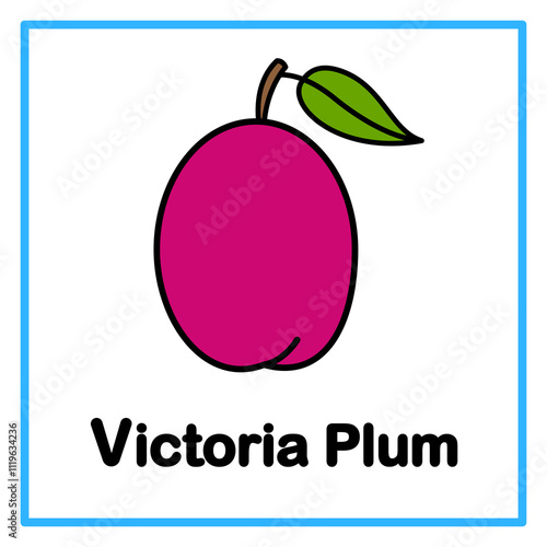 flat victoria plum alfabet illustration