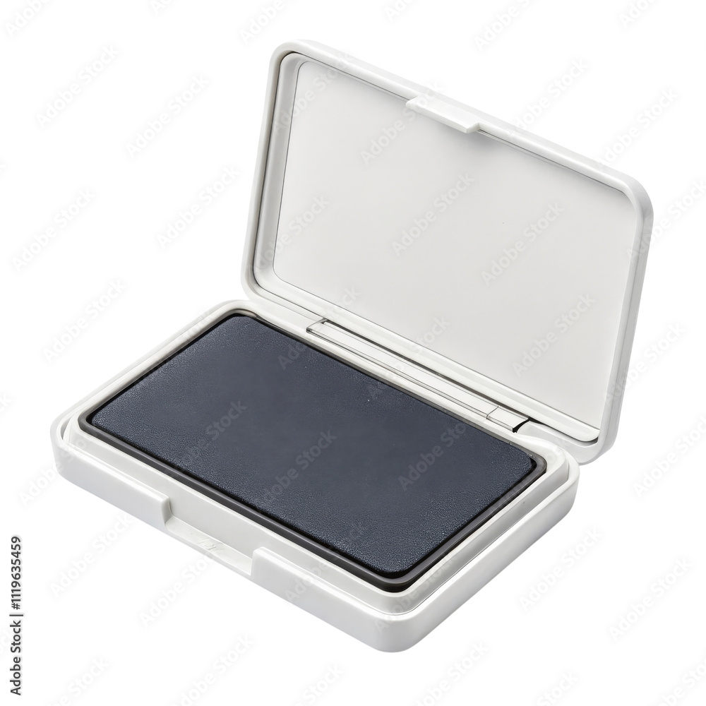 Open ink pad with smooth plastic surface in a plain setting Open ink pad with smooth plastic surface in a plain setting