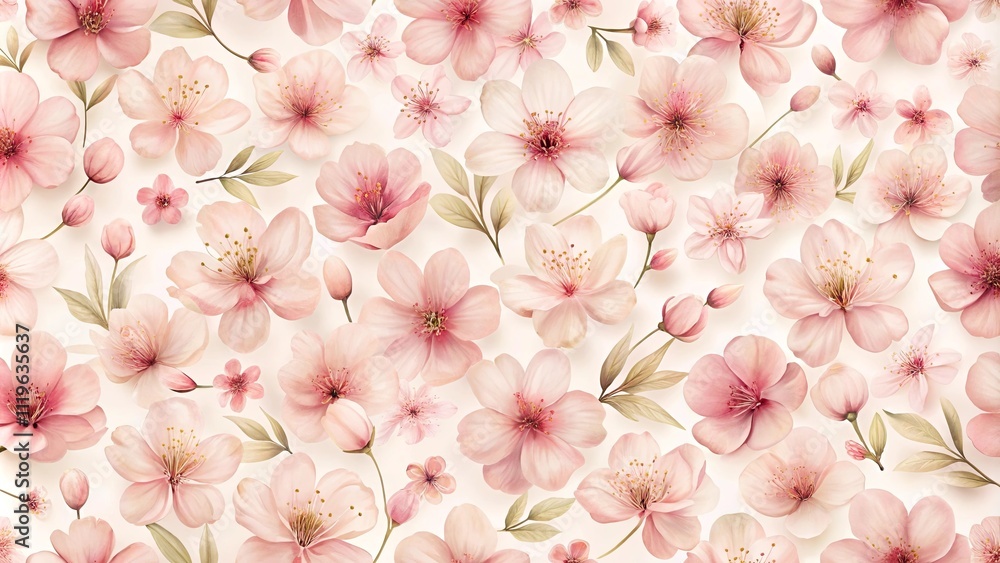 Delicate Pink Blossom Floral Pattern A Seamless Design of Soft Pastel Flowers and Buds for Elegant Backgrounds Delicate Pink Blossom Floral Pattern A Seamless Design of Soft Pastel Flowers and Buds for Elegant Backgrounds