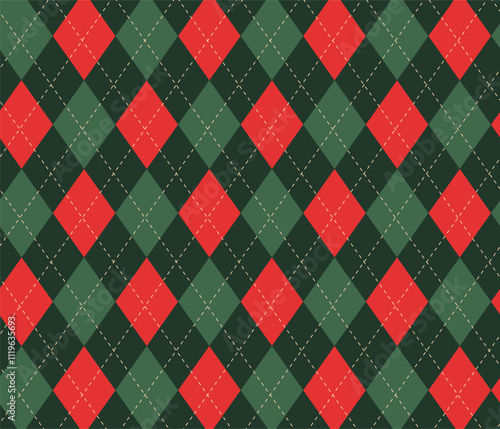 Traditional Scottish ornament argyle plaid Christmas pattern