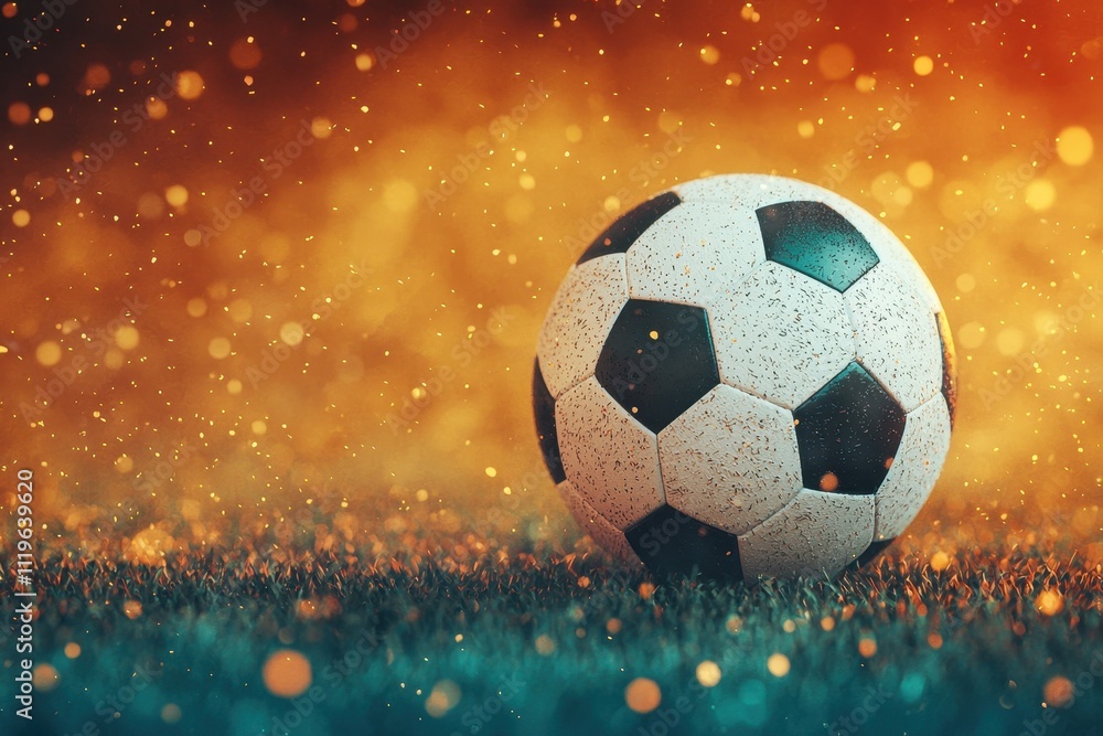 Fototapeta premium Epic Soccer Ball on Grass Cinematic Sports Photography