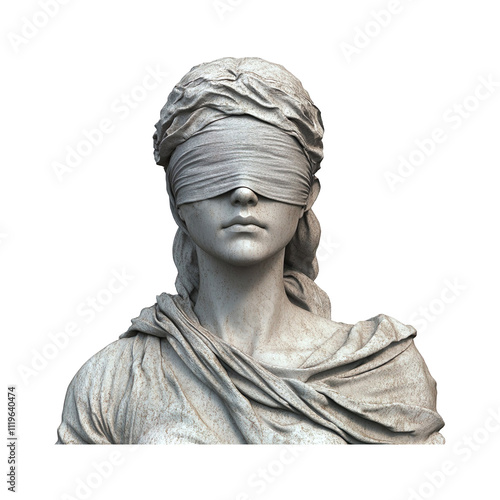 Lady of justice blindfolded isolated on transparent background