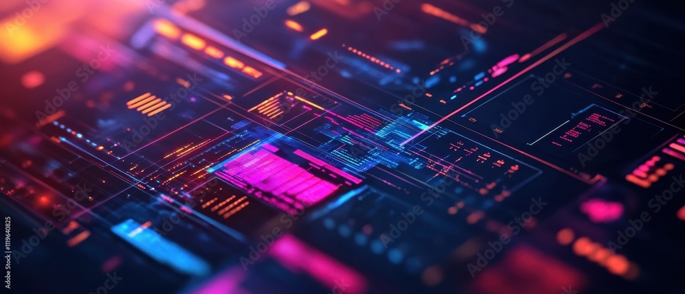 Digital abstract art depicting data visualization with vibrant colors and geometric shapes in a futuristic style Digital abstract art depicting data visualization with vibrant colors and geometric shapes in a futuristic style