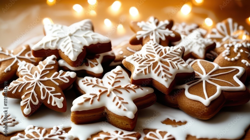 A festive gingerbread cake surrounded by holiday cookies and candles, enhancing the warm, joyful atmosphere of the season A festive gingerbread cake surrounded by holiday cookies and candles, enhancing the warm, joyful atmosphere of the season