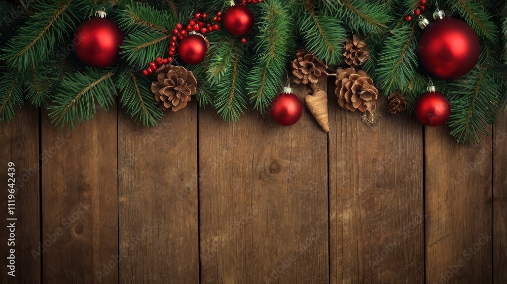 Chirstmas background with leaves and ornaments Chirstmas background with leaves and ornaments