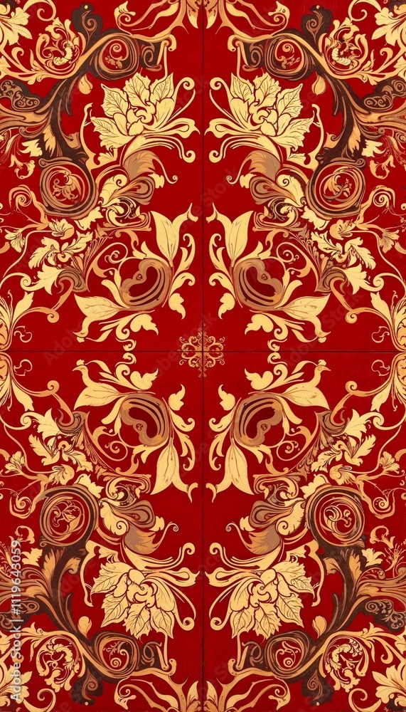 Elegant gold and red damask pattern Elegant gold and red damask pattern