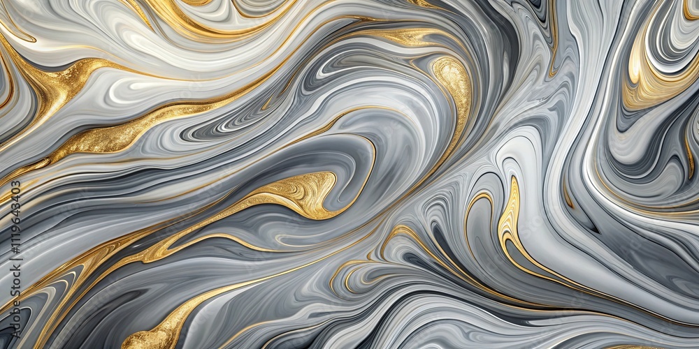 Fototapeta premium Abstract Swirling Gray and Gold Liquid Marble Texture Elegant Design for Modern Decor