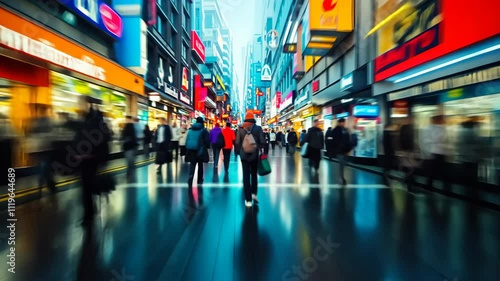 Wallpaper Mural People walking in modern corridor with background motion blur effect busy advertising agency blurred Torontodigital.ca