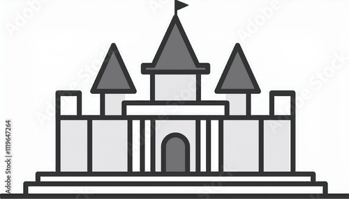 Castle cartoon symple style outline icon historical building  photo