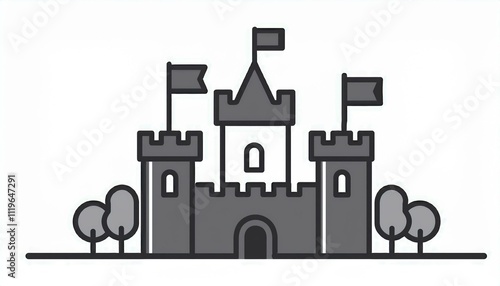 Castle cartoon symple style outline icon historical building  photo