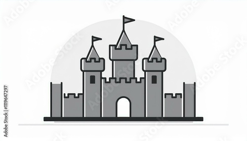 Castle cartoon symple style outline icon historical building 