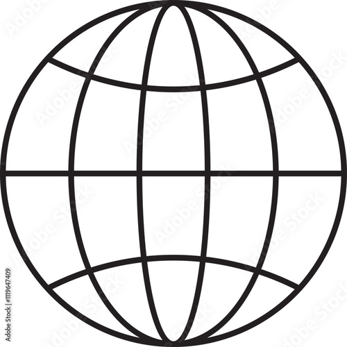 World globe icon. Earth globe sign. World globe grids in circle form. Linear striped spheres, earth latitude and longitude line grid. World planet earth icon - stock vector.