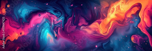 魅惑的な宇宙の色彩が広がる抽象的なアート