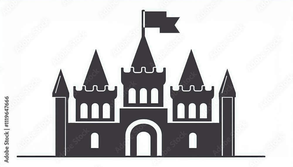 Obraz premium Castle cartoon symple style outline icon historical building 