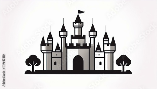 Castle cartoon symple style outline icon historical building  photo