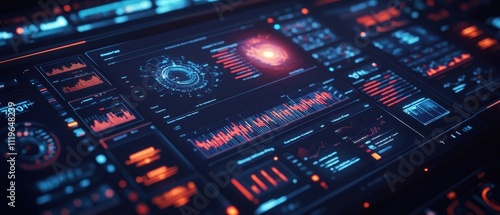 Data analytics dashboard displaying global statistics and visualizations in a dark theme for tech analysis