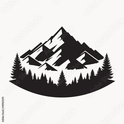 Mountains vector, silhouette stock image photo