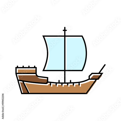 cog ancient ship color icon vector. cog ancient ship sign. isolated symbol illustration