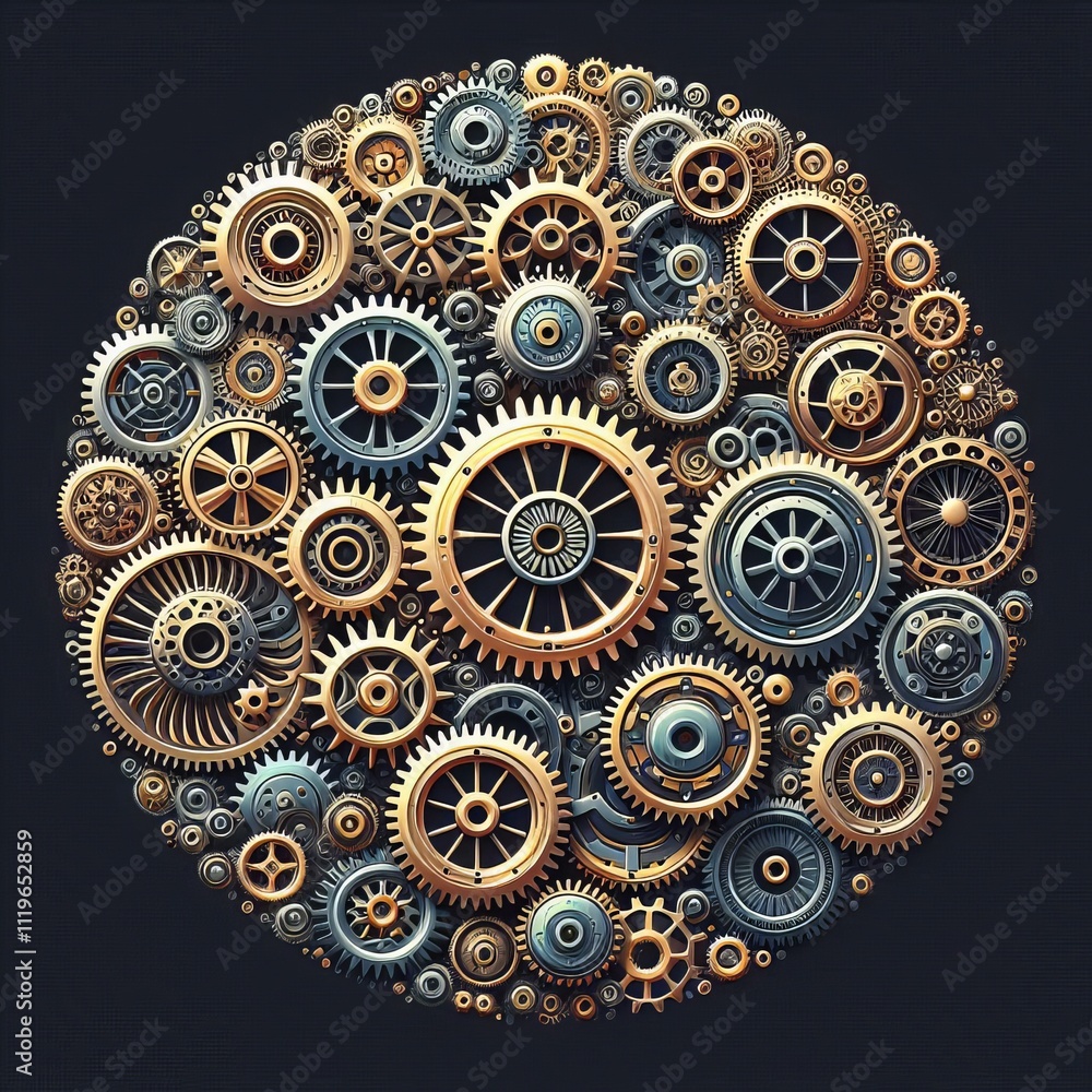 Cogs and Gears Interlocking cogs and gear shapes arranged in a c Cogs and Gears Interlocking cogs and gear shapes arranged in a c