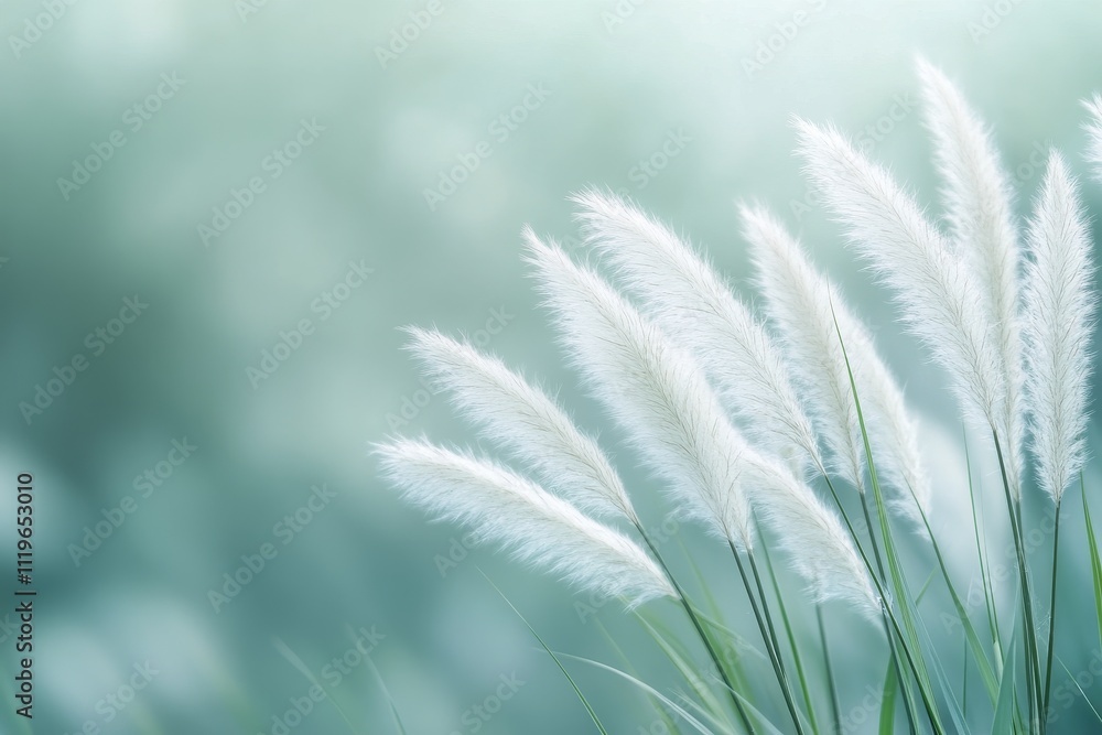 Delicate white flowers sway gently in soft sunlight during a calm morning in nature Delicate white flowers sway gently in soft sunlight during a calm morning in nature