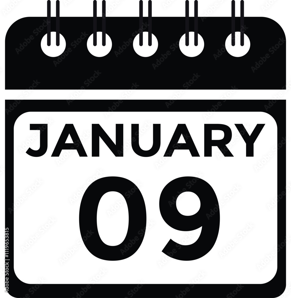 January 9 Calendar Day or Calender Date for Deadlines or Appointment. Calendar vector icon. Deadline. Date. January 9 Calendar Day or Calender Date for Deadlines or Appointment. Calendar vector icon. Deadline. Date.