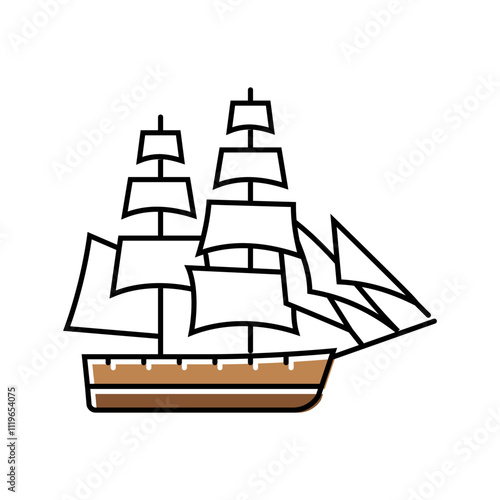 brigantine ancient ship color icon vector. brigantine ancient ship sign. isolated symbol illustration