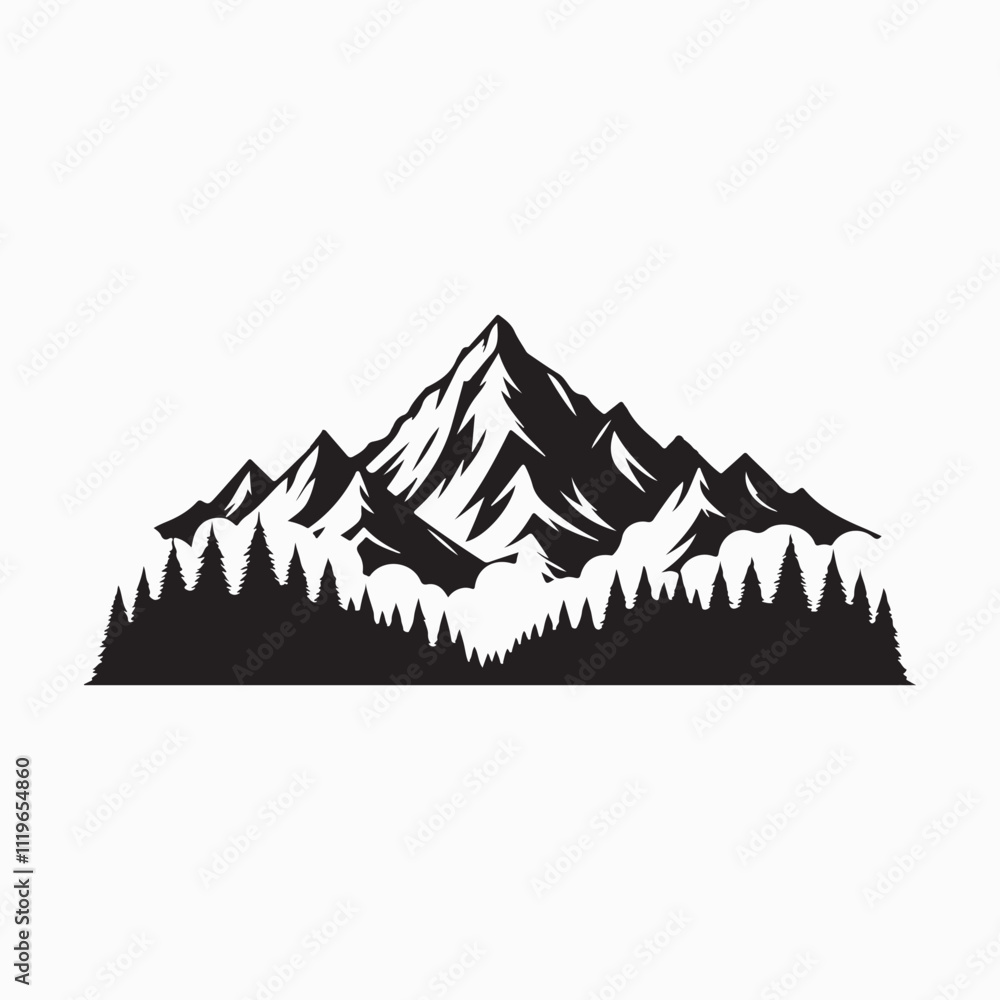 Fototapeta premium Mountains vector, silhouette stock image