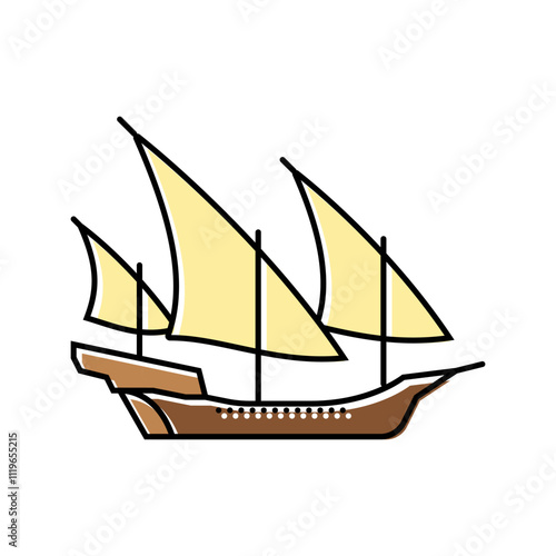 xebec ancient ship color icon vector. xebec ancient ship sign. isolated symbol illustration