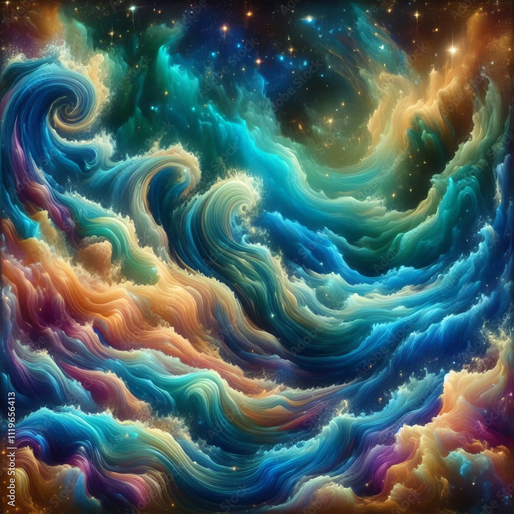 Cosmic Ocean Waves Waves of cosmic energy rendered in a fluid ps Cosmic Ocean Waves Waves of cosmic energy rendered in a fluid ps