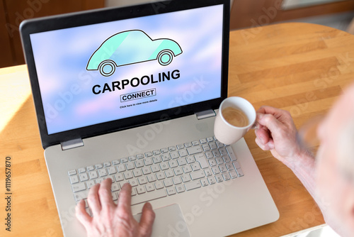 Carpooling concept on a laptop photo