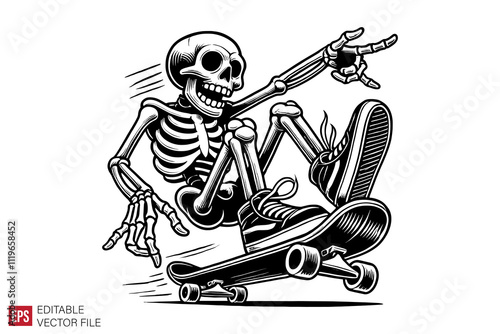 cartoon skeleton skateboarding graphic illustration design templates