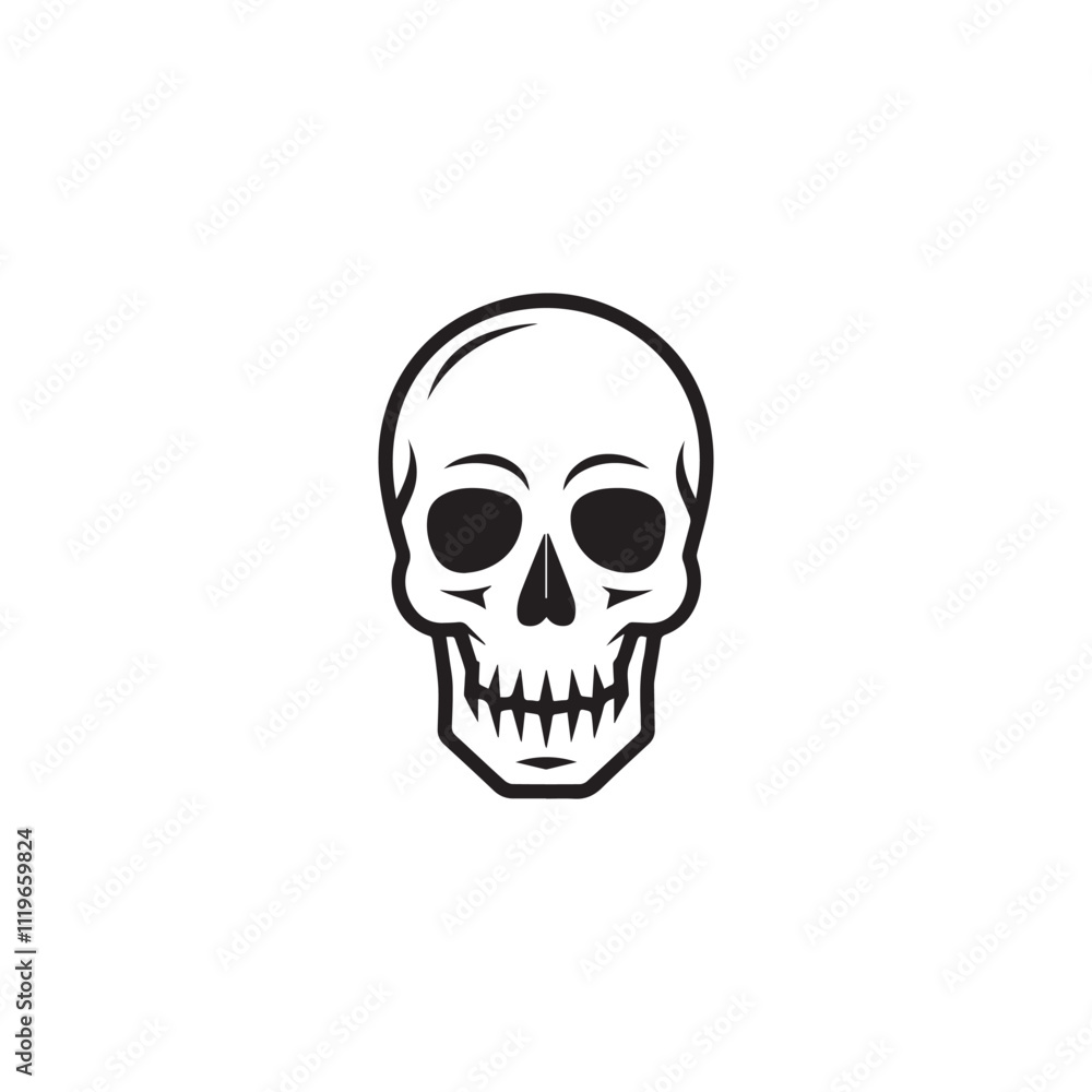 A black and white skull silhouette illustration vector design in white background. A black and white skull silhouette illustration vector design in white background.