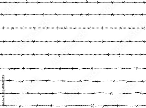 Black silhouette of the barbed wire 
