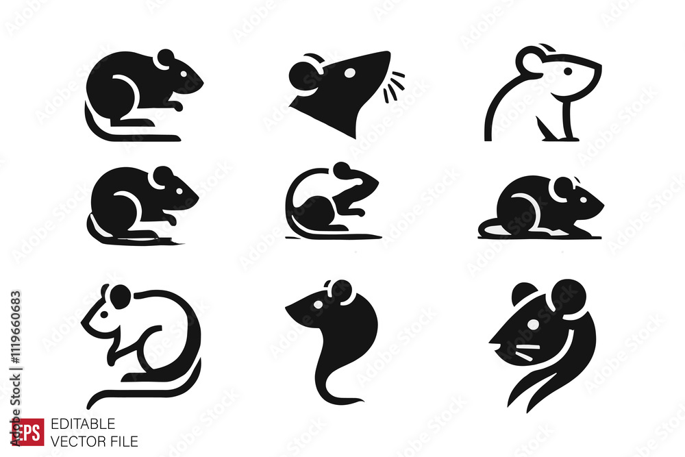 Obraz premium set of mouse graphic illustration design templates